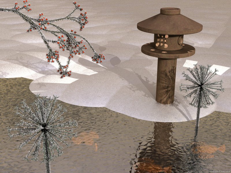 Japanese pond in winter